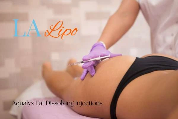 Woman having fat dissolving injections Hatfield on thighs