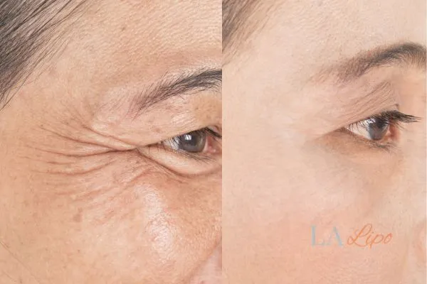Before and after results of woman - HI-fu wrinkles reduction treatment Hatfield
