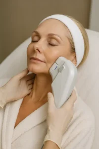 Woman receiving HIFU non surgical facelift treatment Hatfield